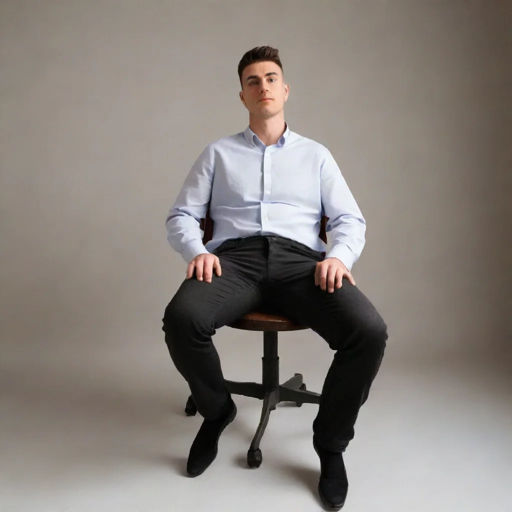 strong skinny man sitting in chair