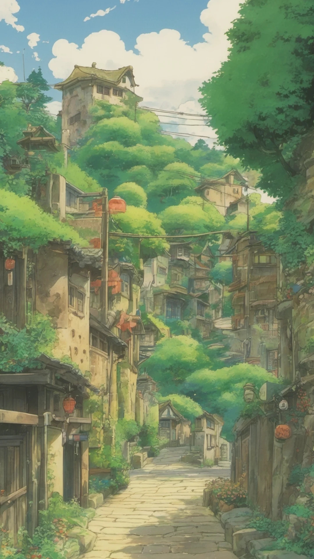 studio ghibli background scenery tall
