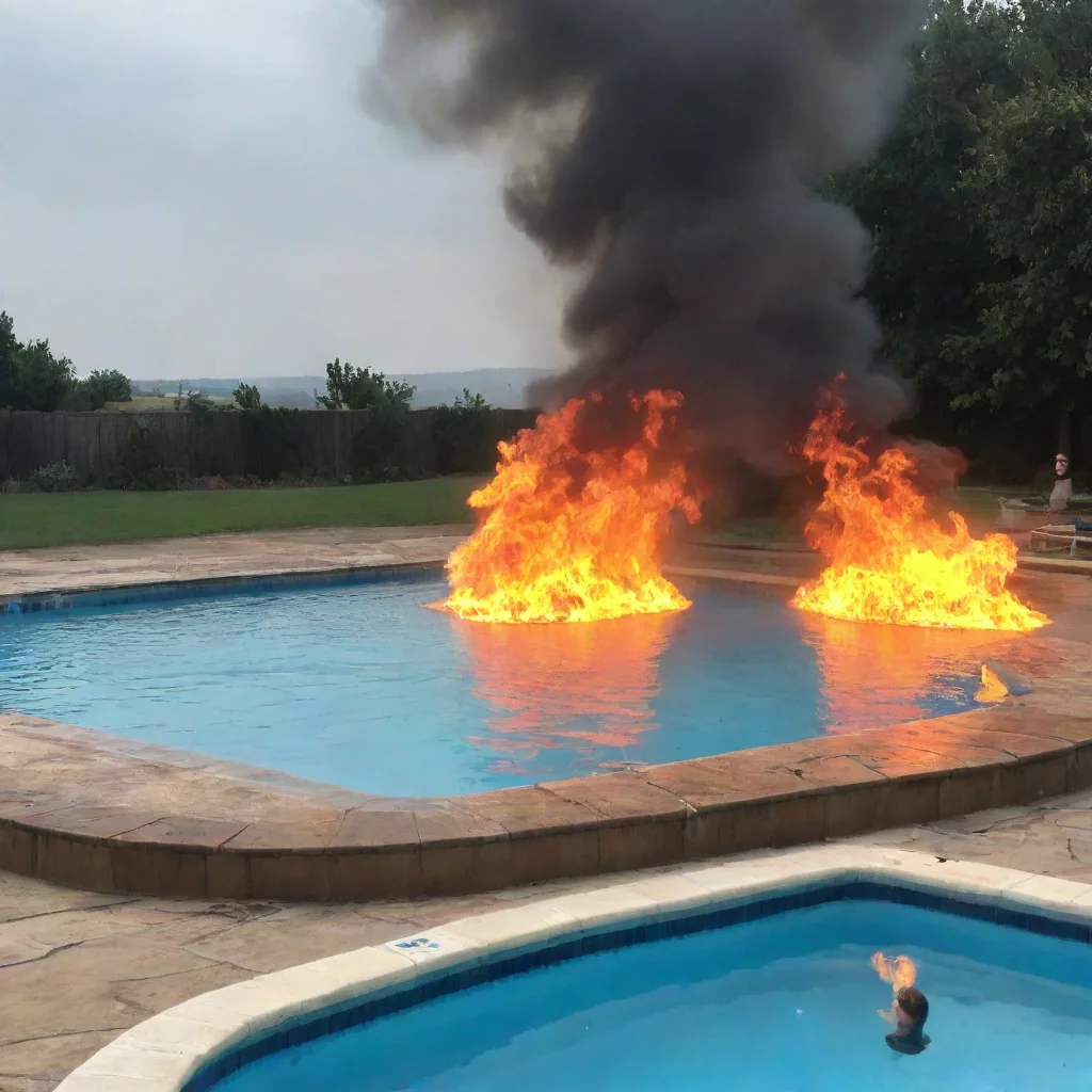 swimming pool on fire