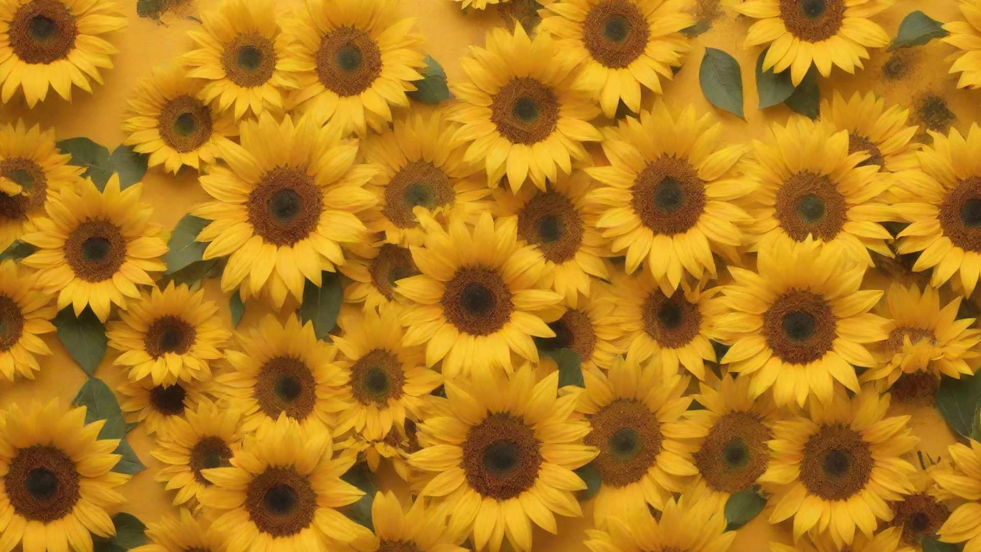 aiswirling yellow background with sunflowers strewn about wide
