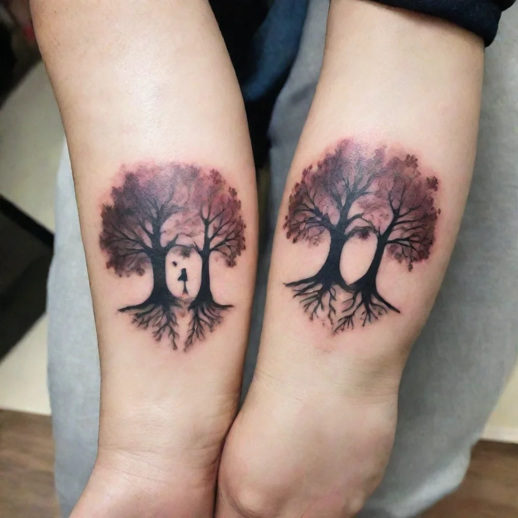 tattoo for couple with trees chilren