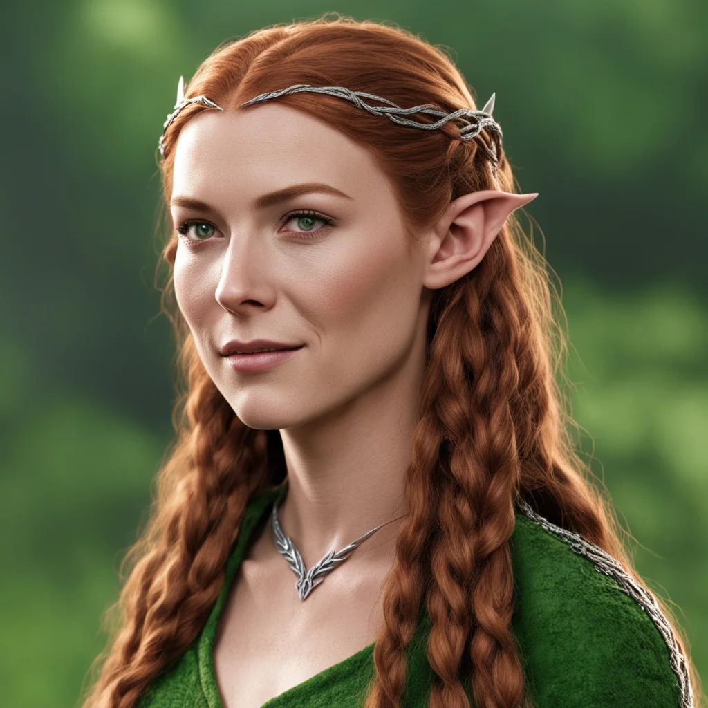 tauriel with braids wearing silver elven circlet with diamonds amazing awesome portrait 2