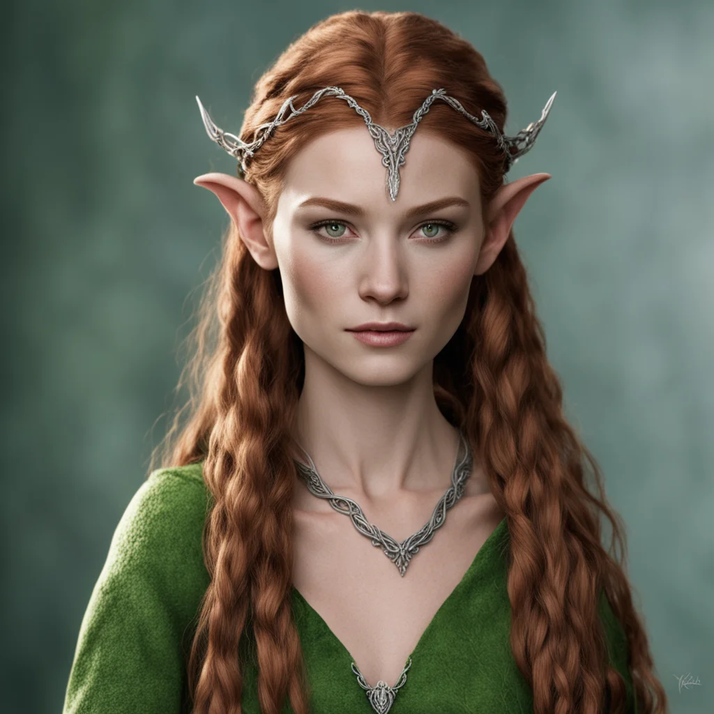 tauriel with braids wearing silver elven circlet with diamonds good looking trending fantastic 1