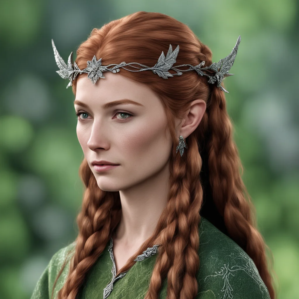 tauriel with braids wearing silver flower elven circlet with diamonds amazing awesome portrait 2