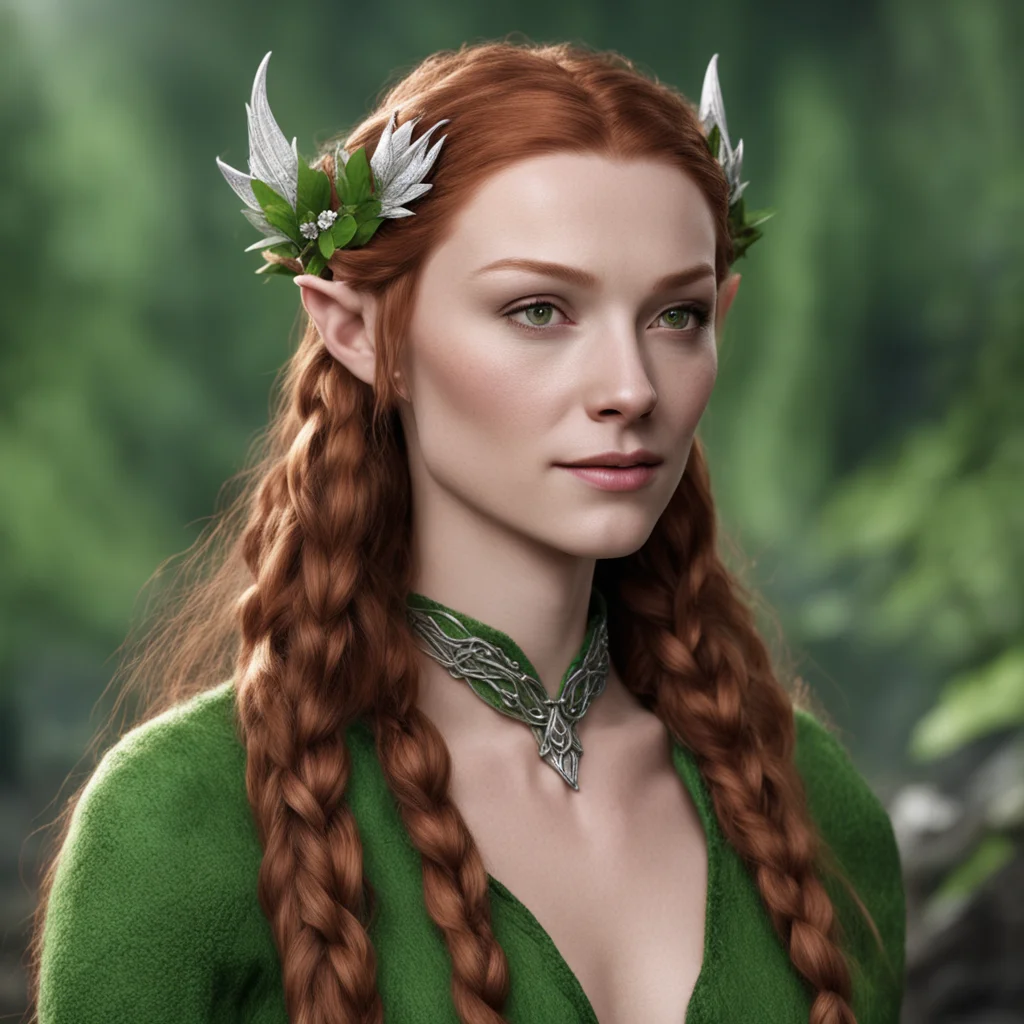 tauriel with braids wearing silver flower elven circlet with diamonds