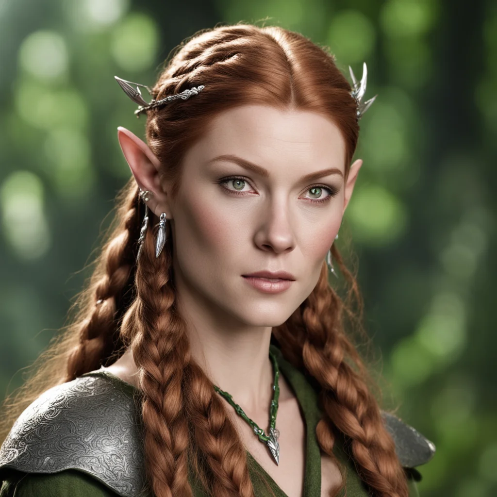 tauriel with braids wearing silver wood elf circlet with diamonds amazing awesome portrait 2