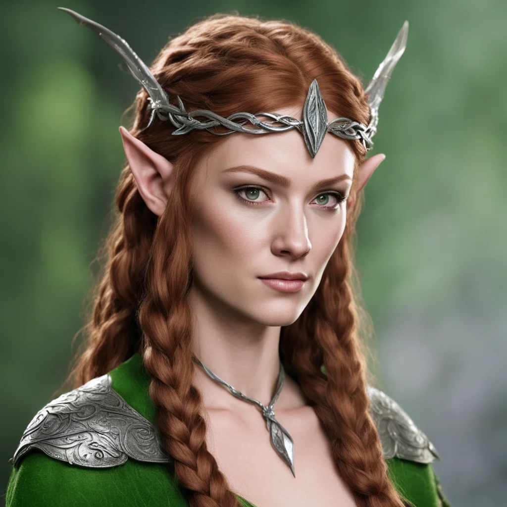 tauriel with braids wearing silver wood elf circlet with diamonds good looking trending fantastic 1