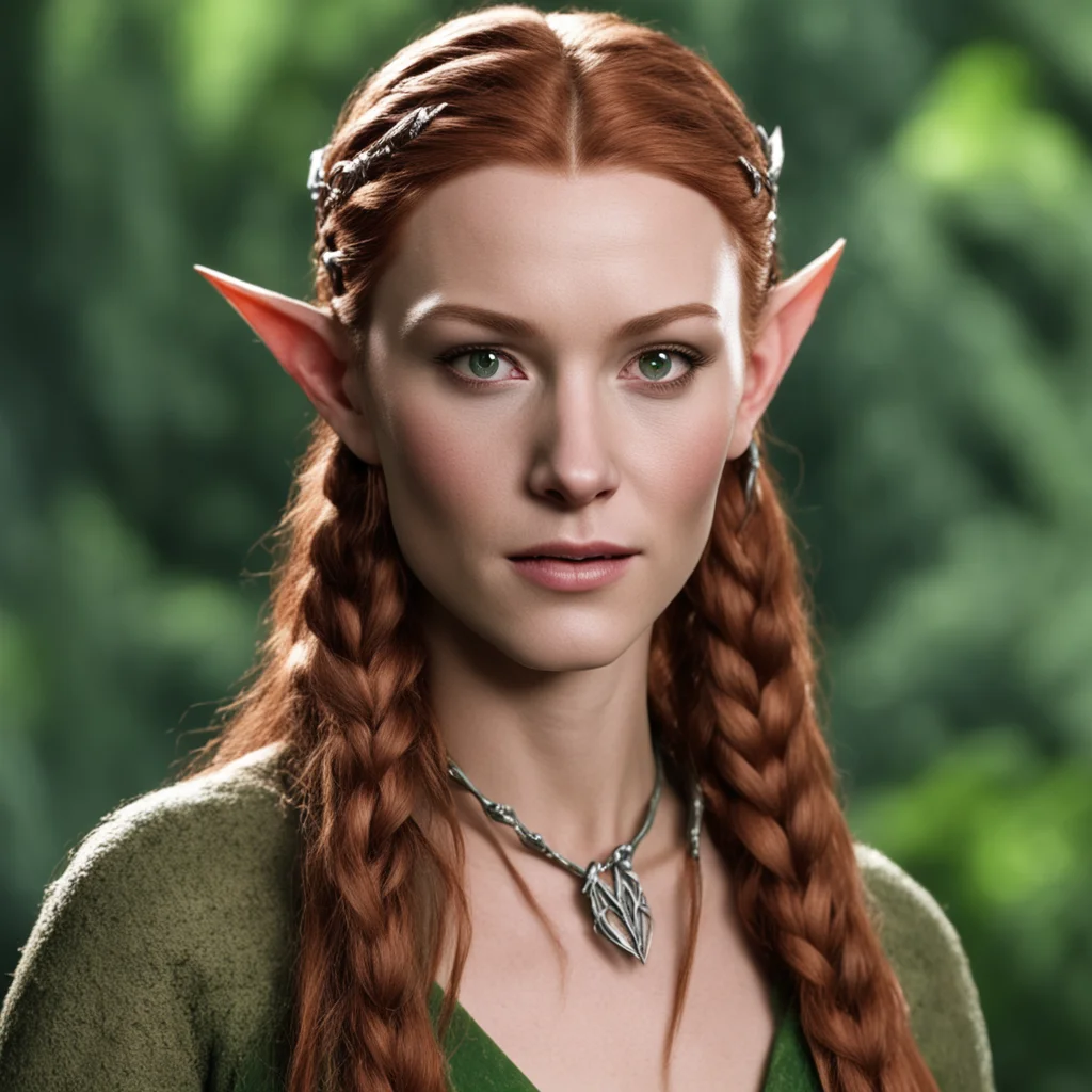 tauriel with braids wearing silver wood elf circlet with diamonds