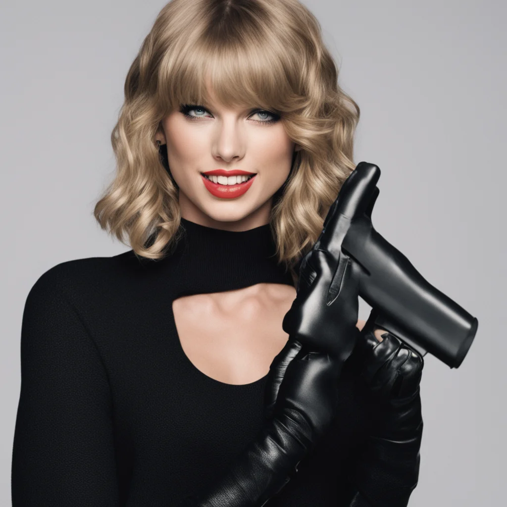 aitaylor swift smiling with black nitrile gloves holding a gun   amazing awesome portrait 2
