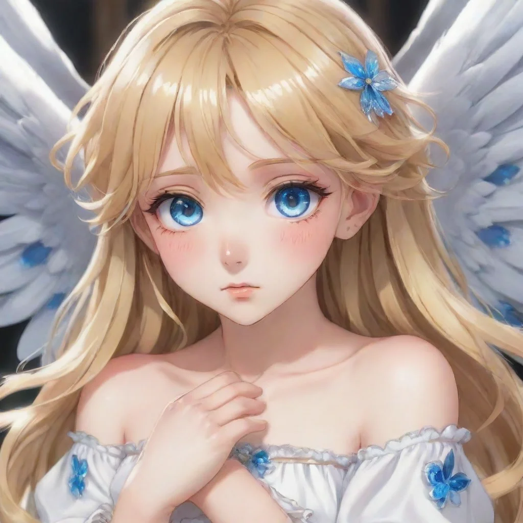 aiteary eyed anime angel with blonde hair and blue eyes