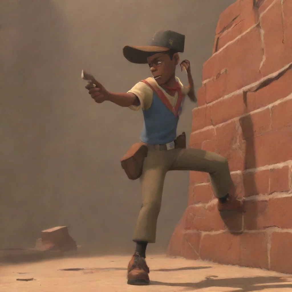 tf2 scout throwing a brick at demoman