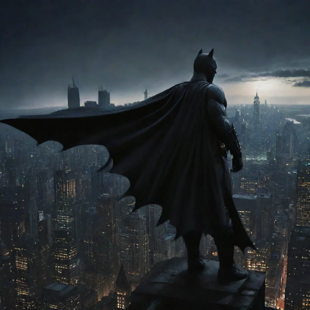 aithe dark knight and gotham skyline