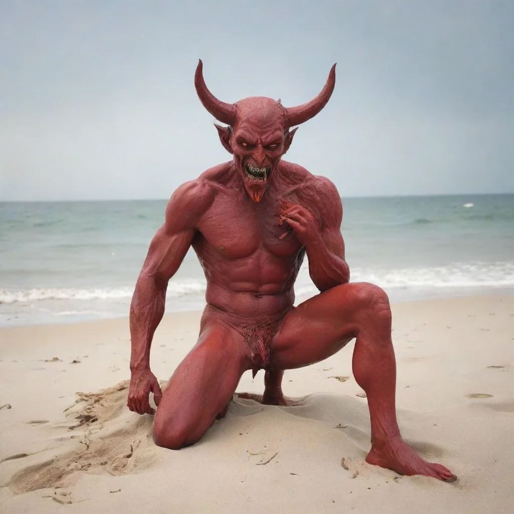 aithe devil drinking on the beach