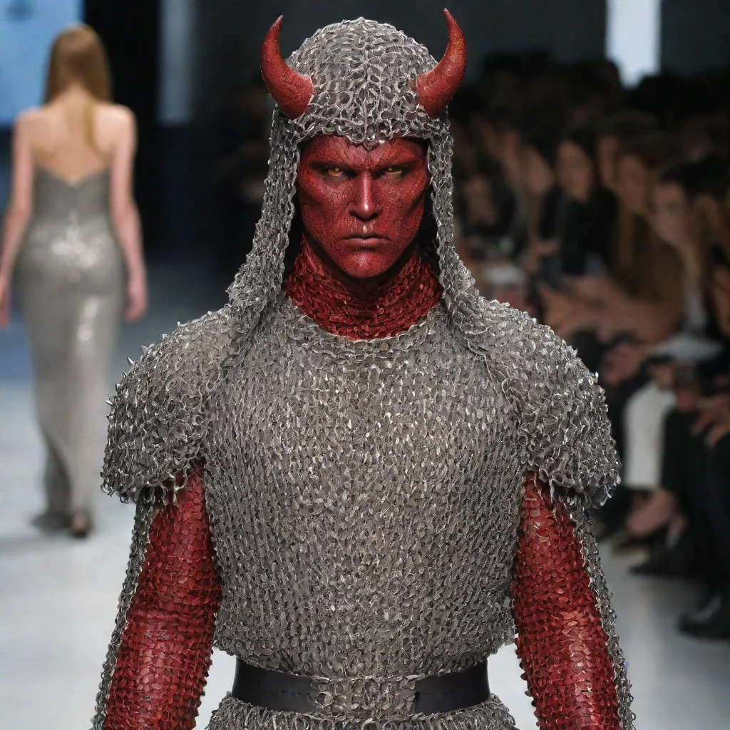 aithe devil on the fashion runway wearing chainmail