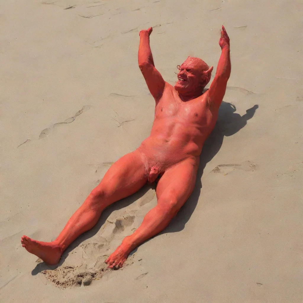 aithe devil sunbaking on beach