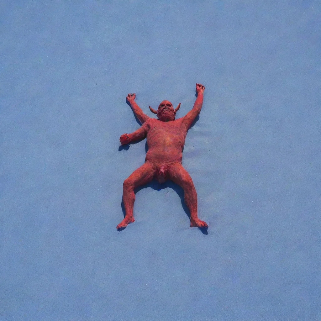 aithe devil sunbaking on blue sand