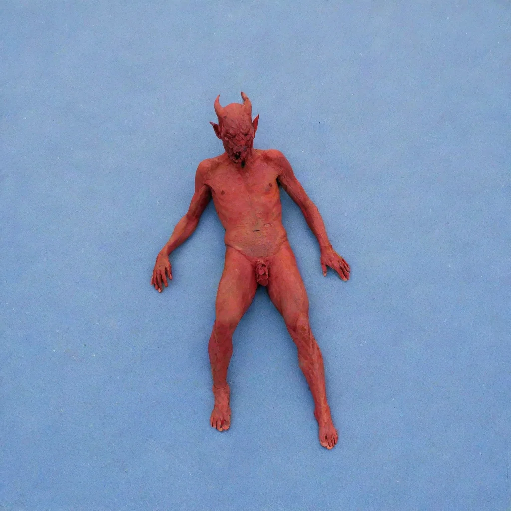 aithe devil with no horns sunbaking on blue sand
