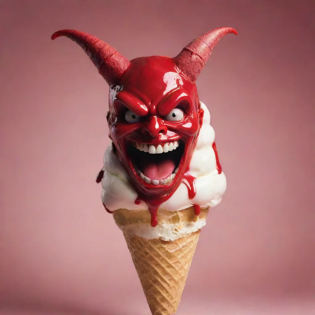 aithe devils head melting on an icecream cone