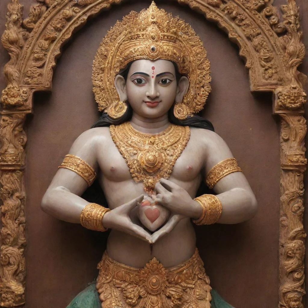 aithe heart is inserted into wooden statue of lord vishnu