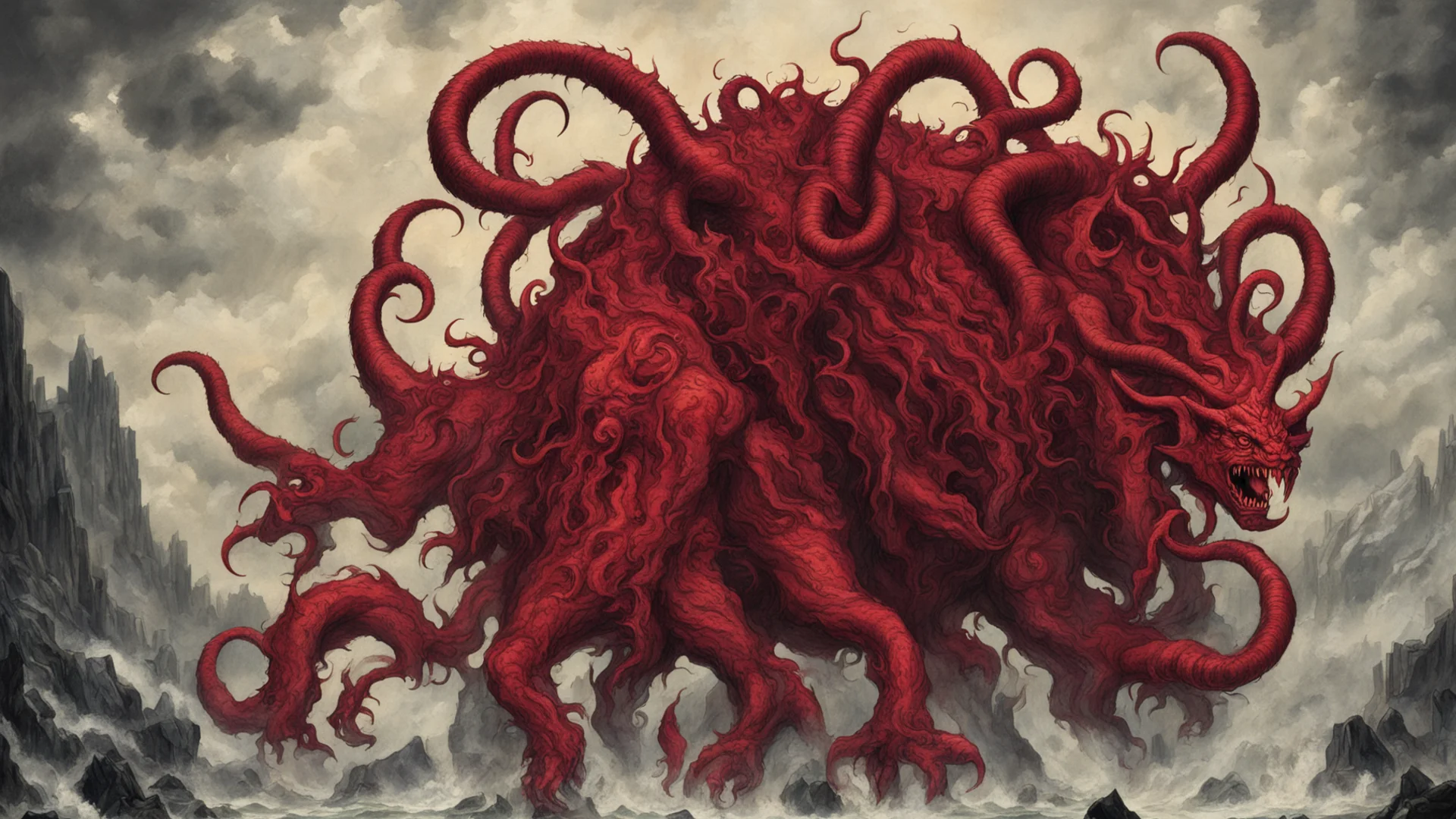 the scarlet beast from revelations with seven heads and ten horns good looking trending fantastic 1 wide