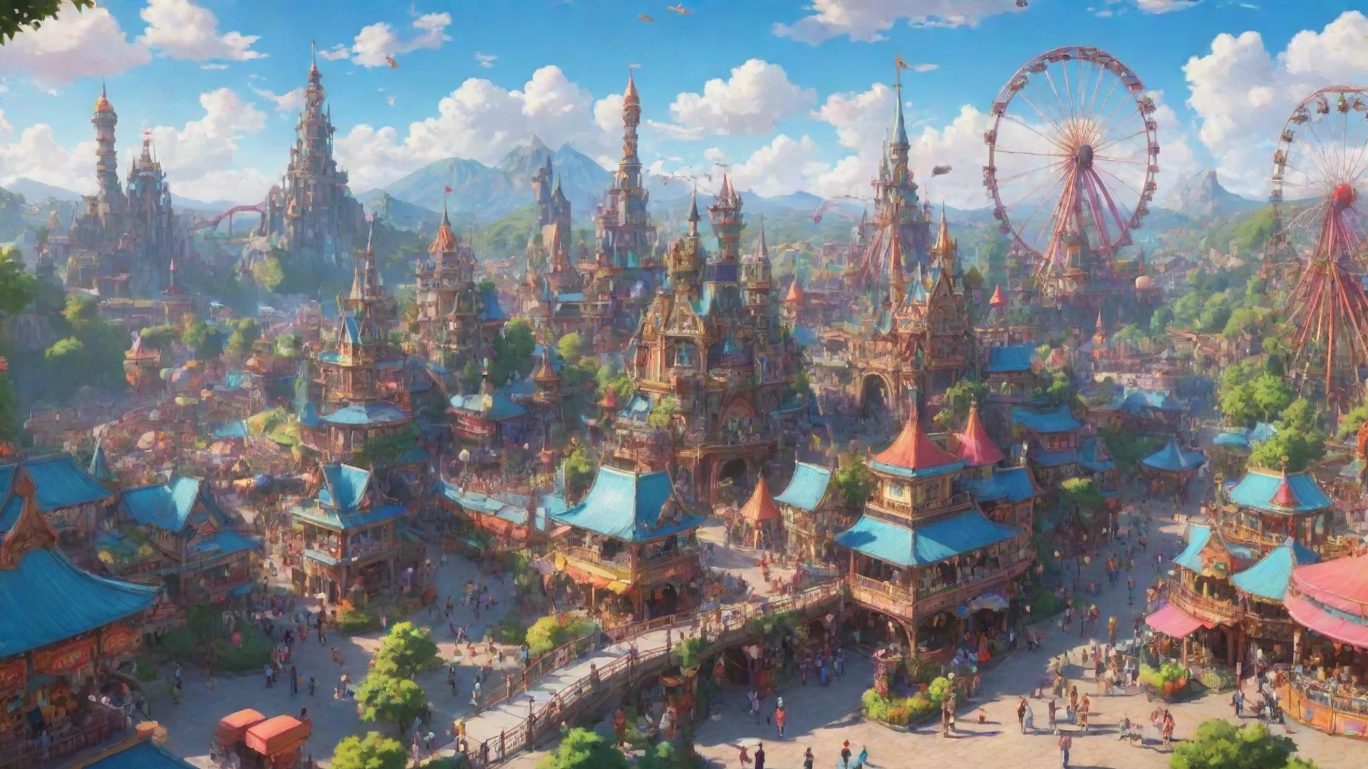 aitheme park artistic colorfull happy amazing anime stylized detailed cartoon hd aesthetic wide