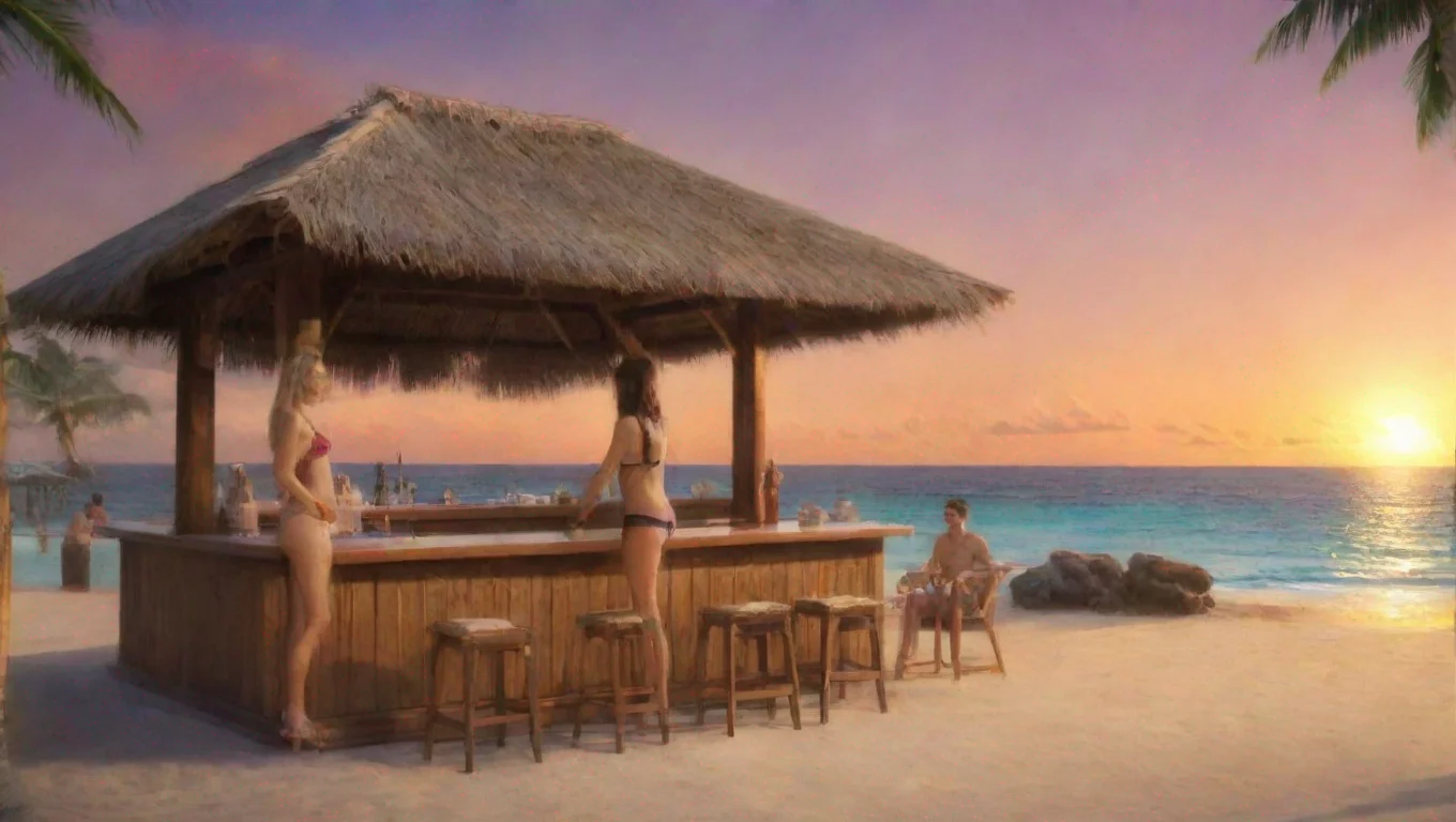 aithere are a couple women in swimwear at the bar