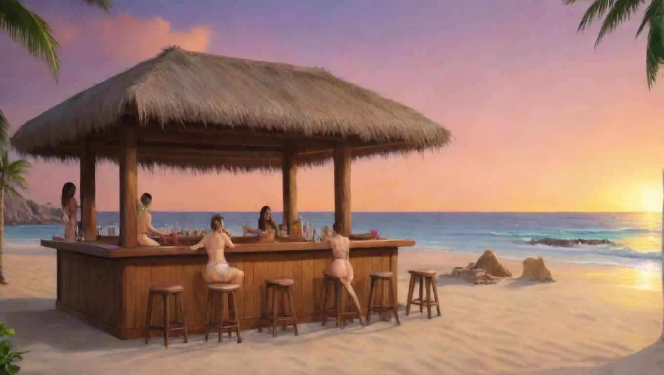 aithere are girls in swimwear at the bar