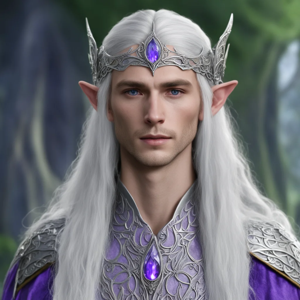 thingol wearing silver elvish circlet with amathist  amazing awesome portrait 2
