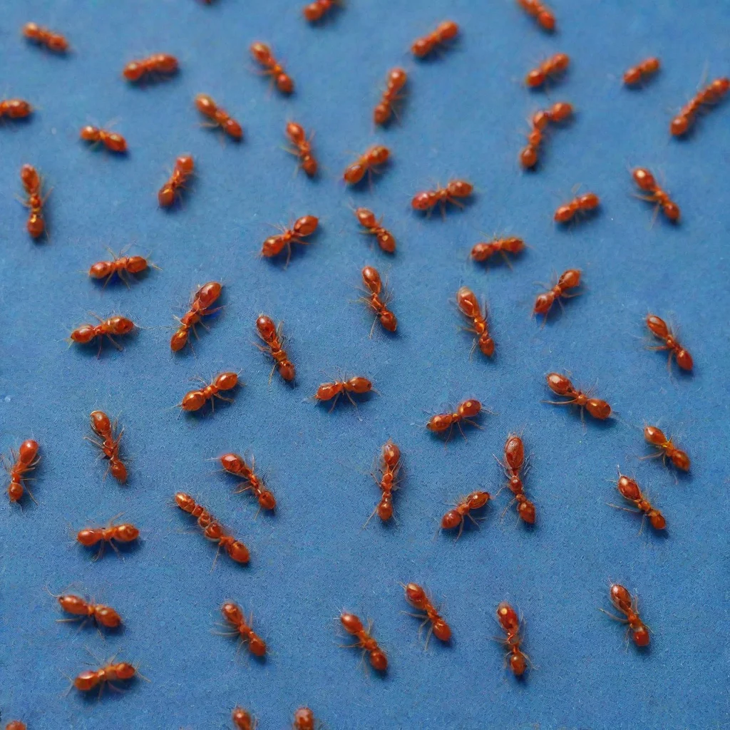 aithousands of red ants on blue sand