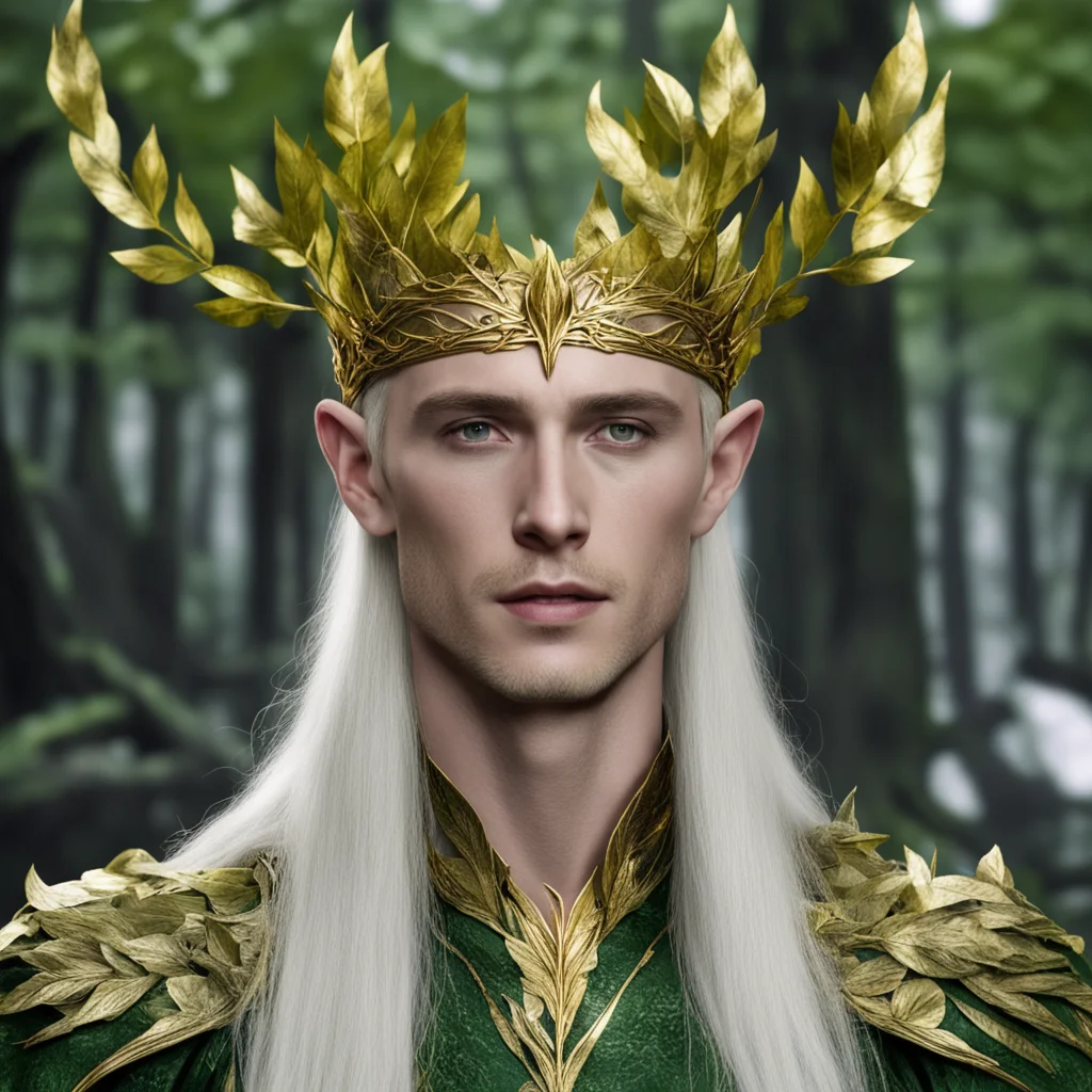 thranduil wearing circlet made from leaves made of gold amazing awesome portrait 2