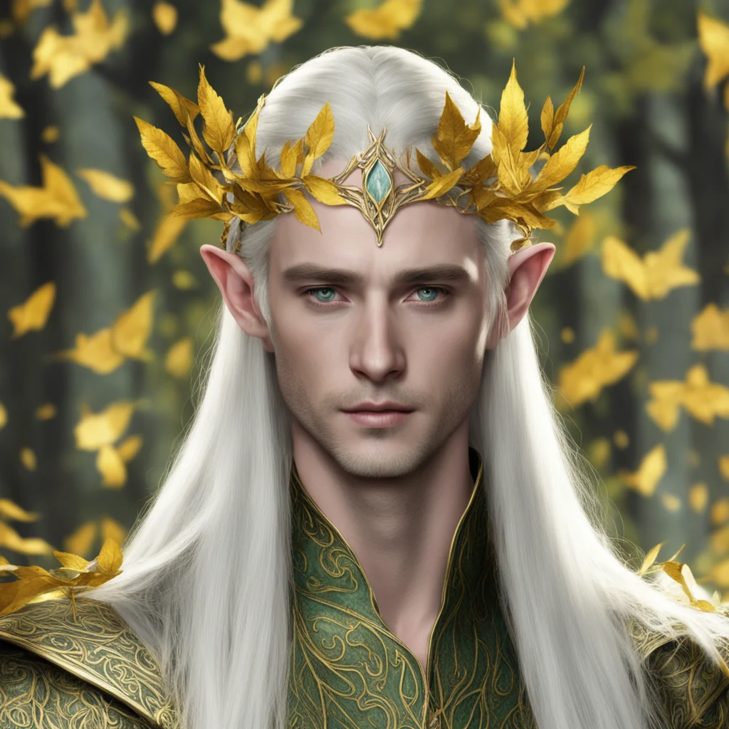 thranduil wearing elven circlet of golden leaves confident engaging wow artstation art 3