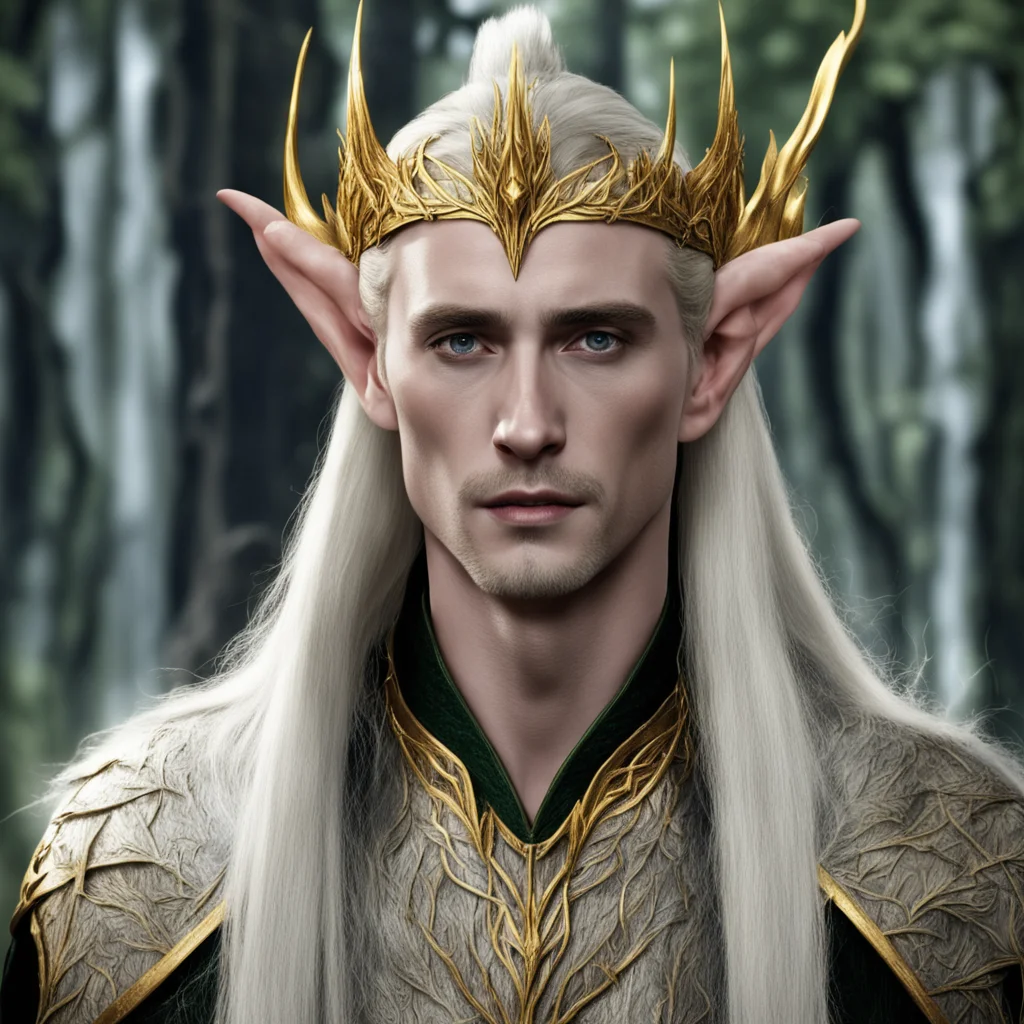 aithranduil wearing golden wood elf circlet confident engaging wow artstation art 3
