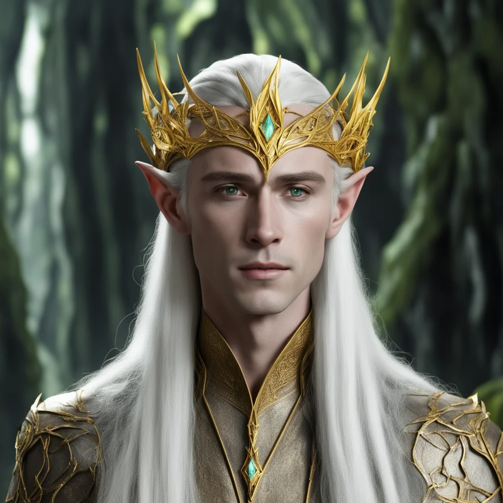 thranduil wearing golden wood elf circlet with yellow diamonds  amazing awesome portrait 2
