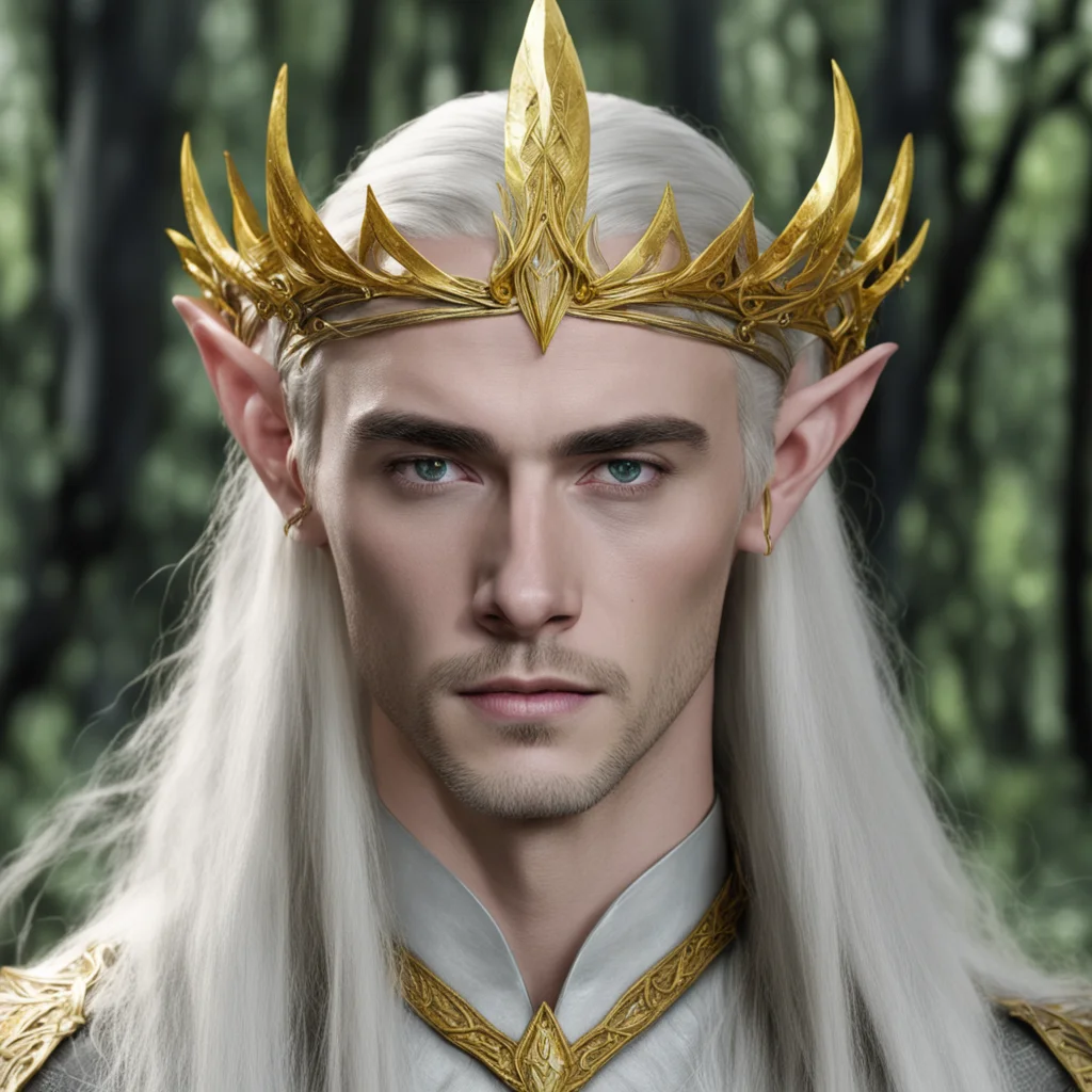 thranduil wearing golden wood elf circlet with yellow diamonds 