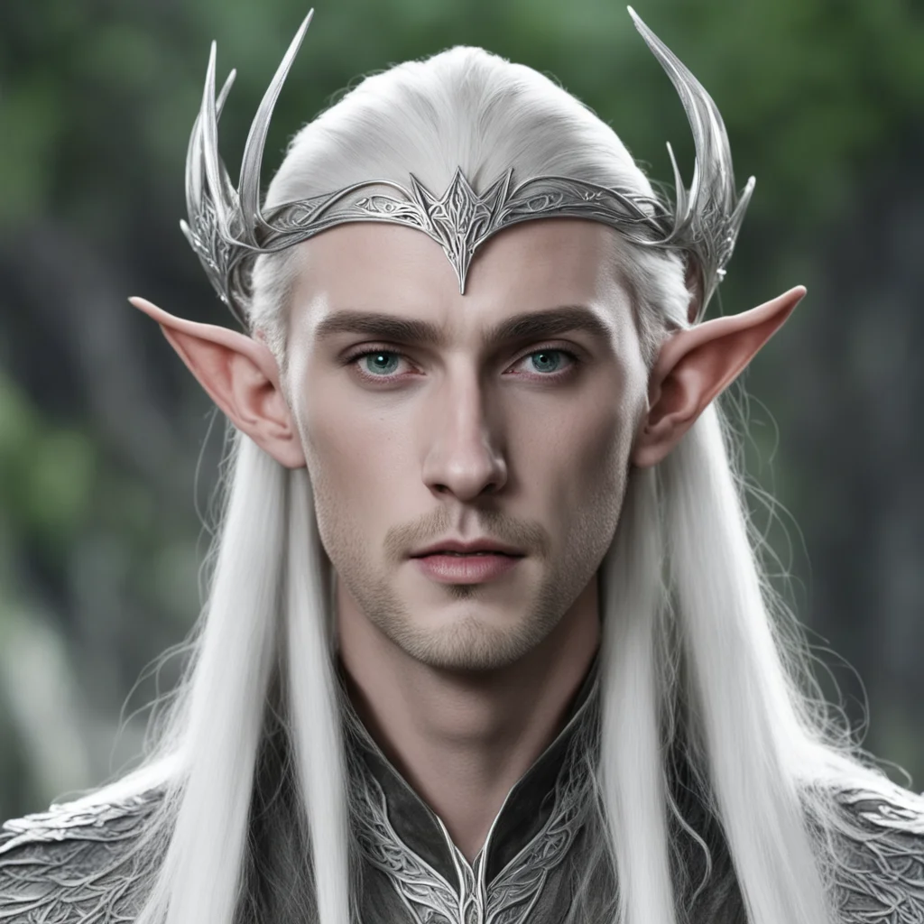 thranduil wearing light weight silver elven circlet  amazing awesome portrait 2