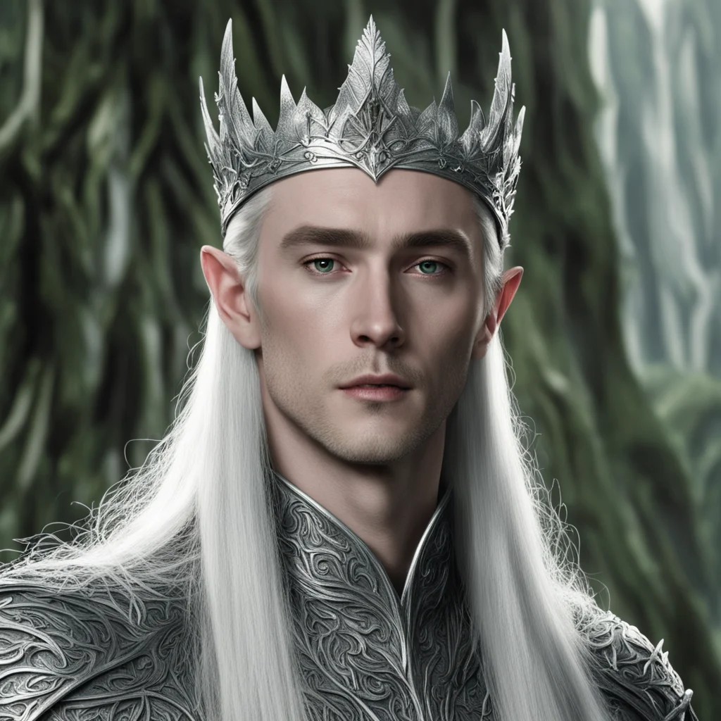 thranduil wearing silver crown of greenwood confident engaging wow artstation art 3