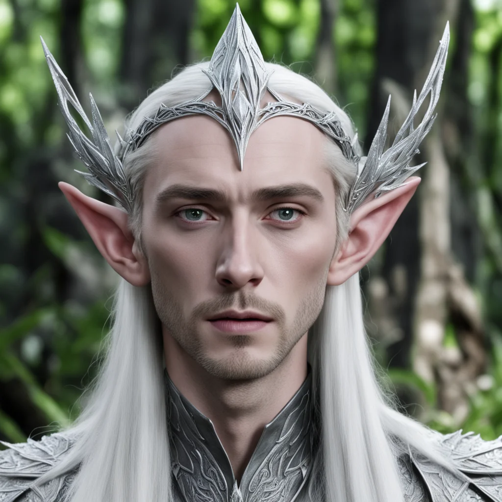 thranduil wearing silver wood elf circlet with diamonds  amazing awesome portrait 2