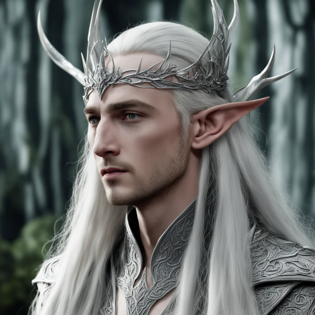 aithranduil wearing silver wood elf circlet with diamonds  confident engaging wow artstation art 3