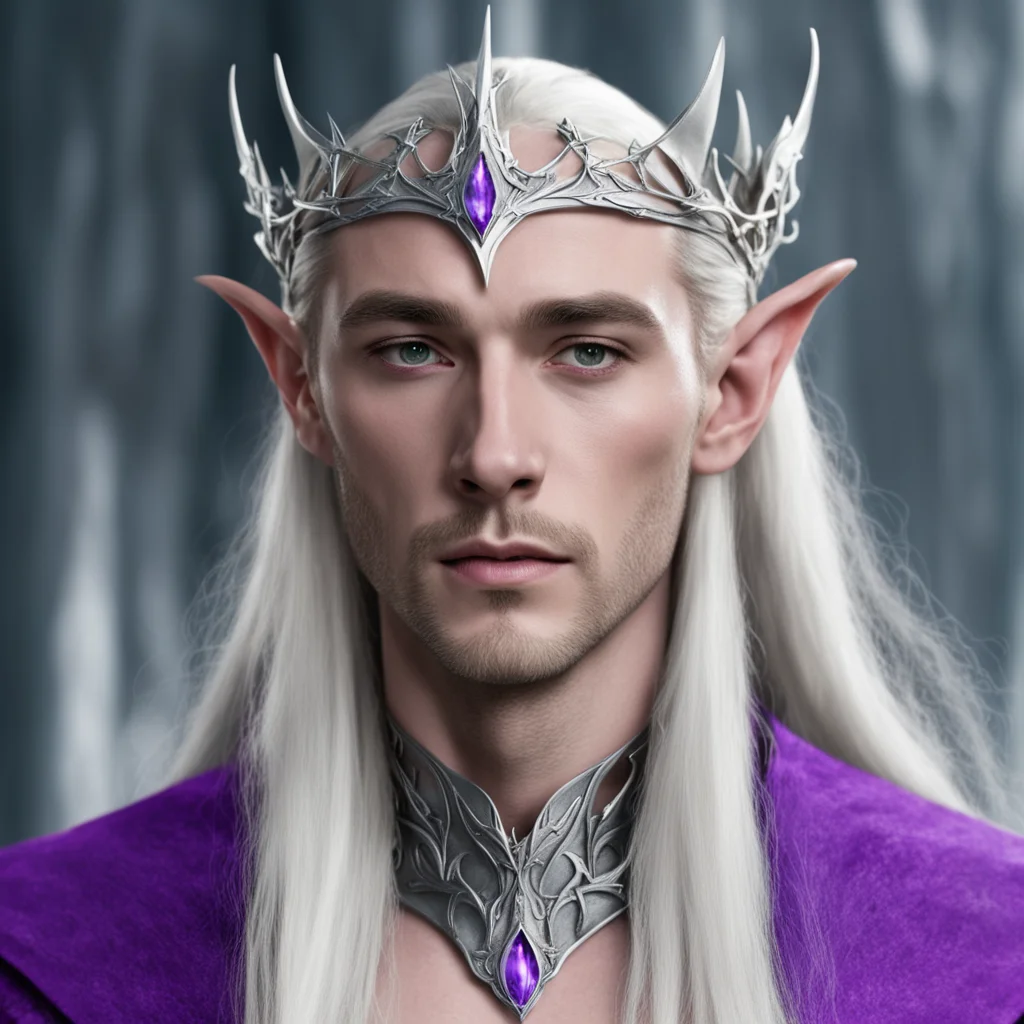 aithranduil wearing thin silver elven circlet amathyst