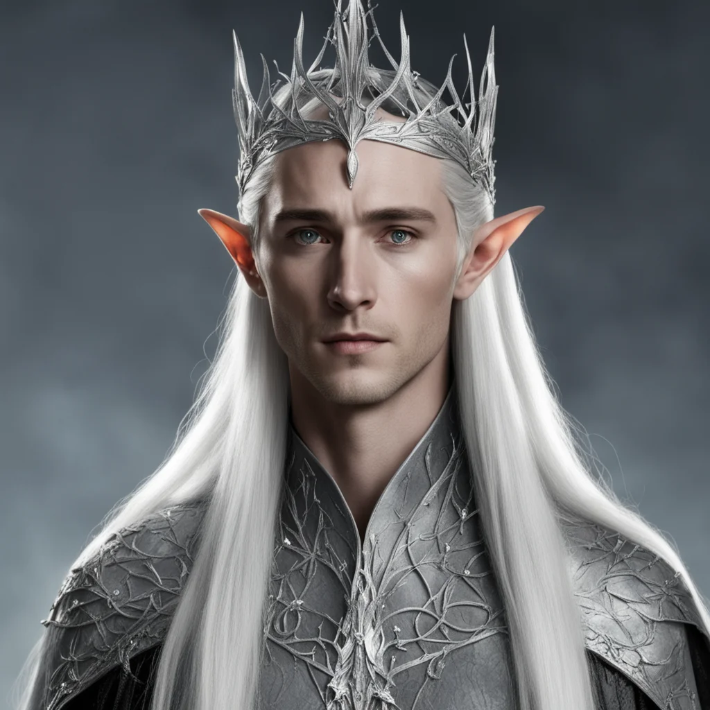 thranduil wearing thin silver elvish circlet with diamonds amazing awesome portrait 2