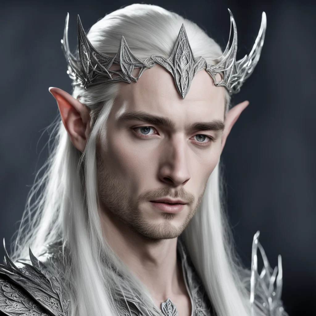 aithranduil wearing thin silver elvish circlet with diamonds
