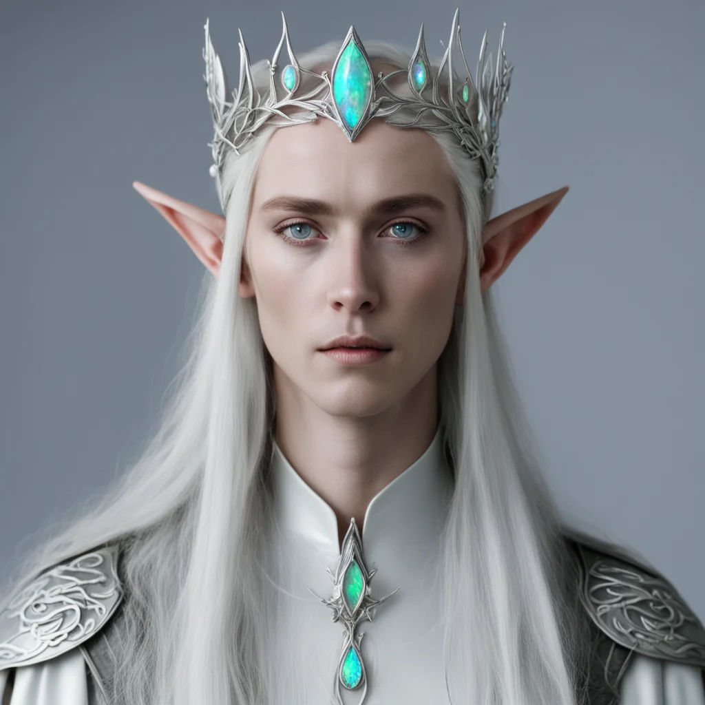 thranduil wearing thin silver elvish circlet with white opals good looking trending fantastic 1