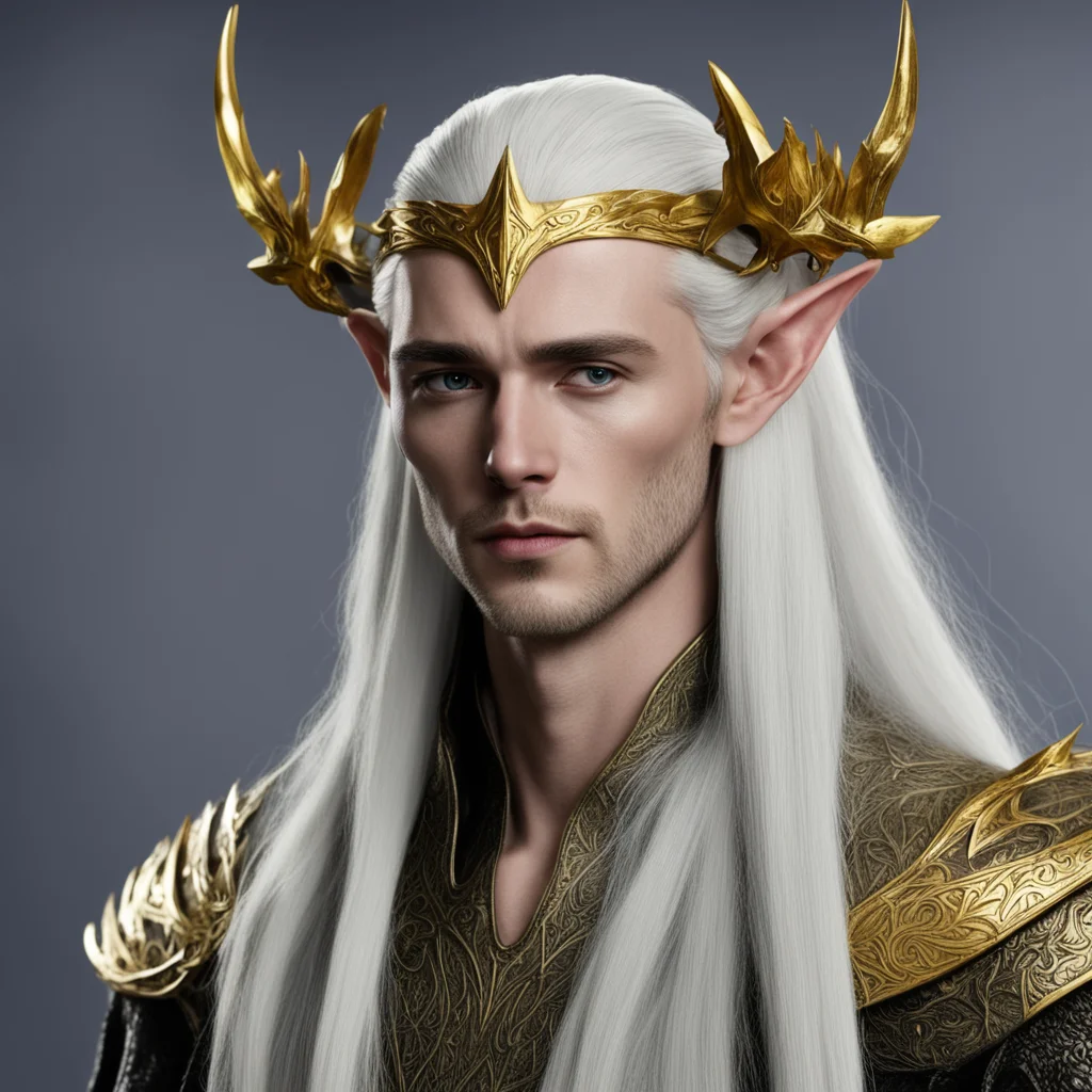 thranduil with gold wood elf diadem confident engaging wow artstation art 3
