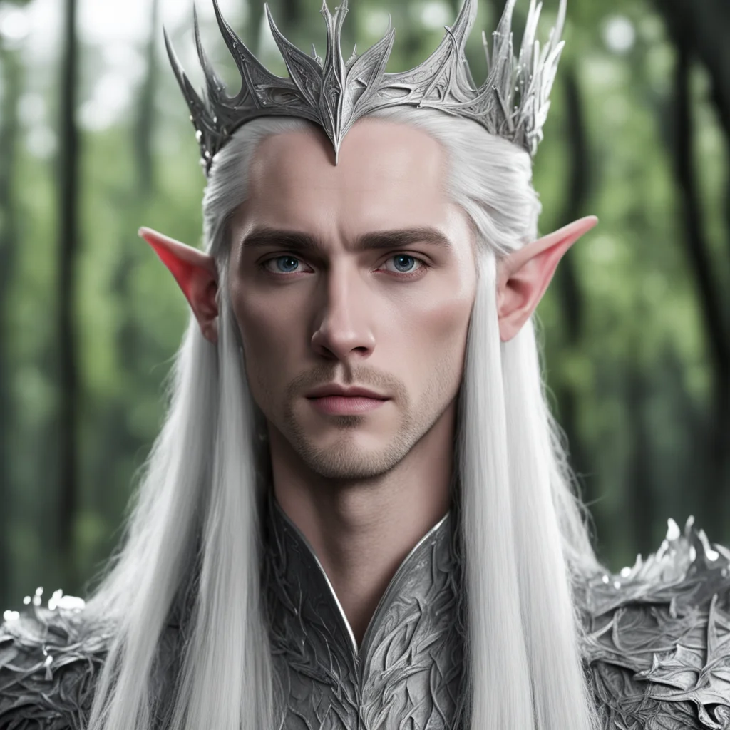 thranduil with silver wood elf tiara confident engaging wow artstation art 3