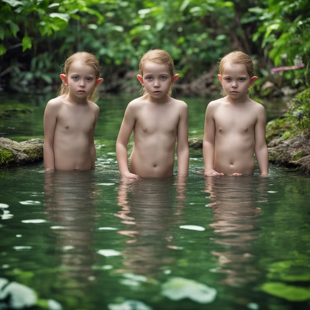 three elfs bathing in a large pond  amazing awesome portrait 2 amazing awesome portrait 2