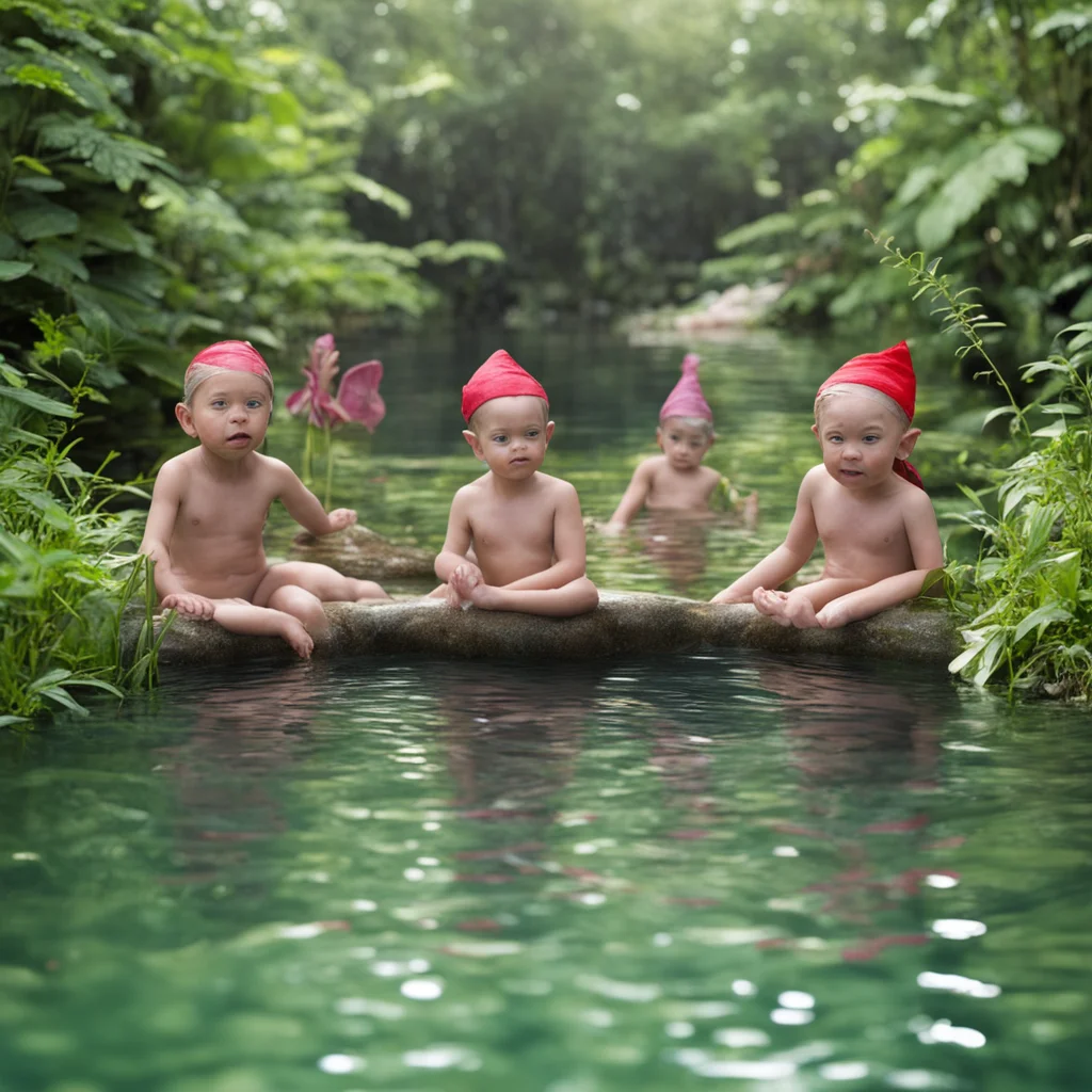 three elfs bathing in a large pond  amazing awesome portrait 2