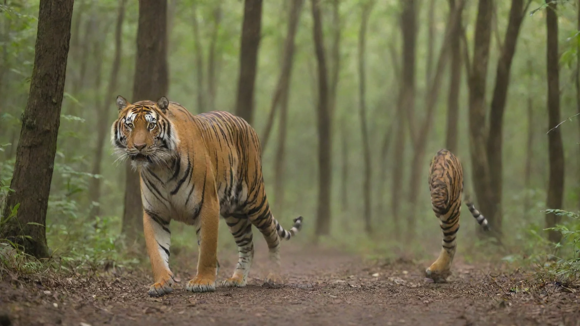 tiger walk in a forests hdwidescreen