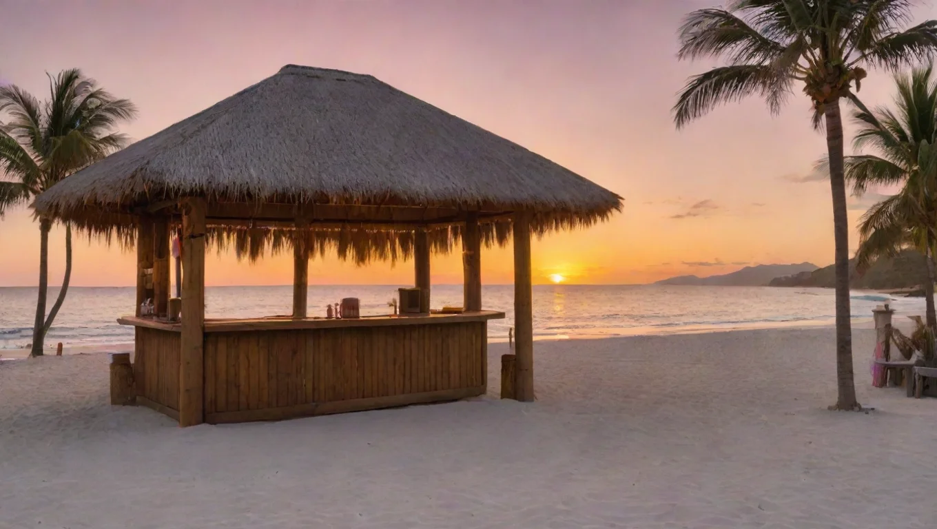 aitiki bar by the beach at sunset widescreen