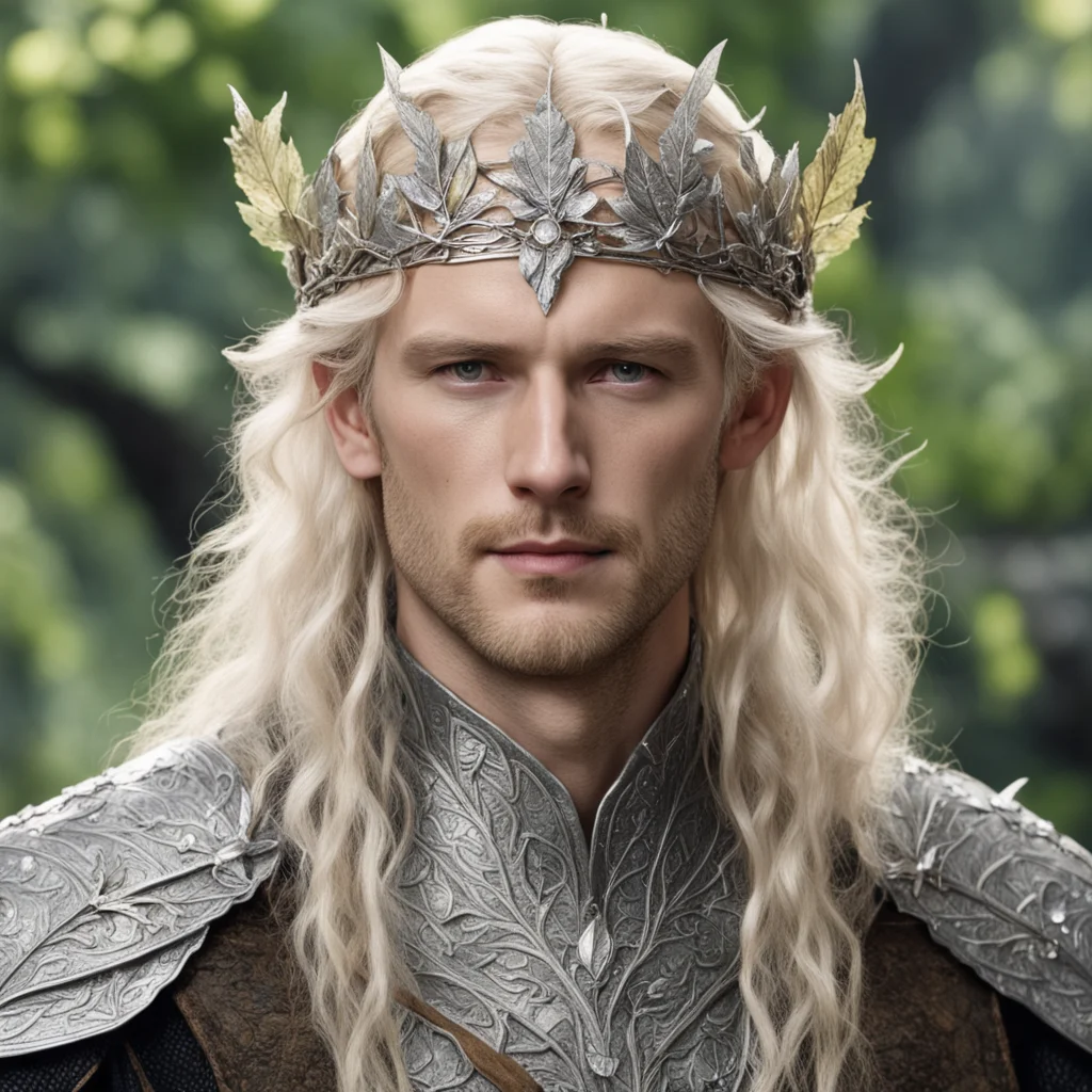 tolkien king amdir with blond hair wearing silver beech leaf elven circlet with diamonds amazing awesome portrait 2
