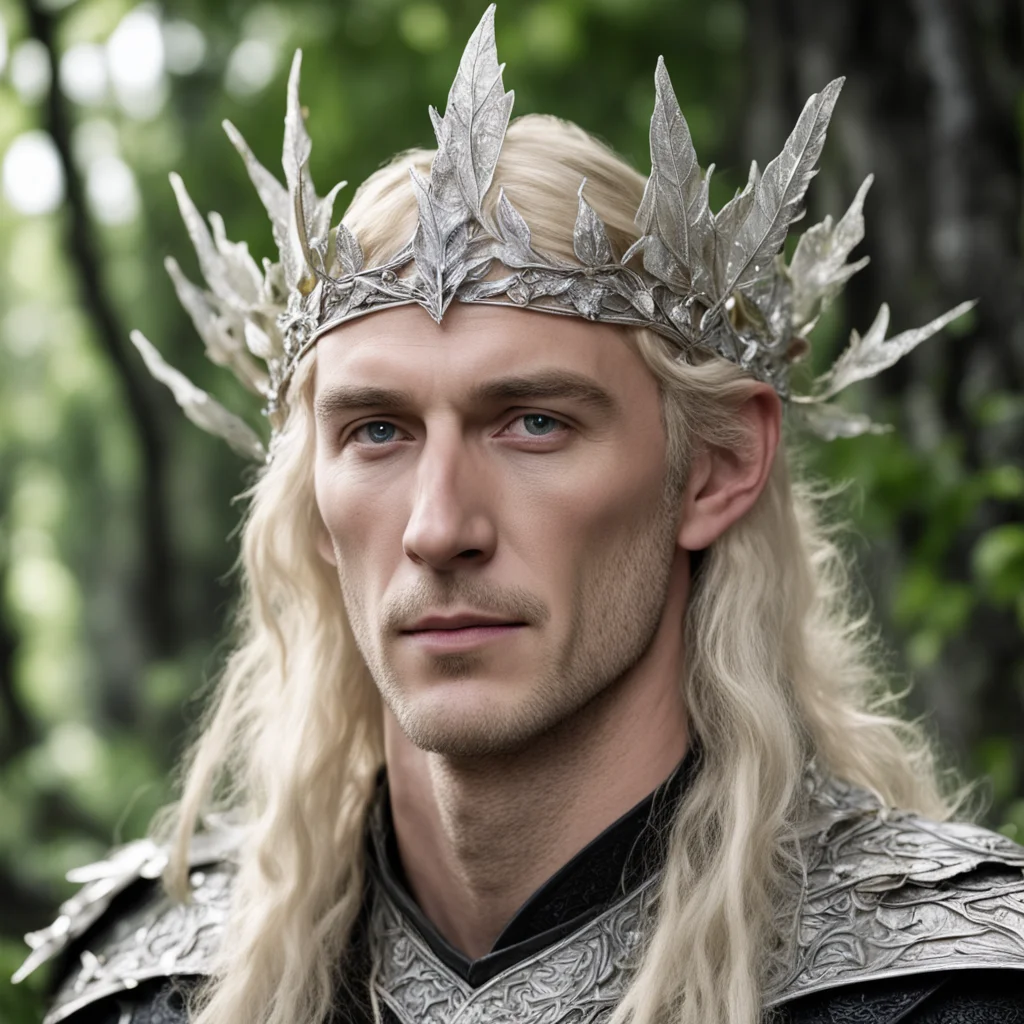 tolkien king amdir with blond hair wearing silver beech leaf elven circlet with diamonds good looking trending fantastic 1